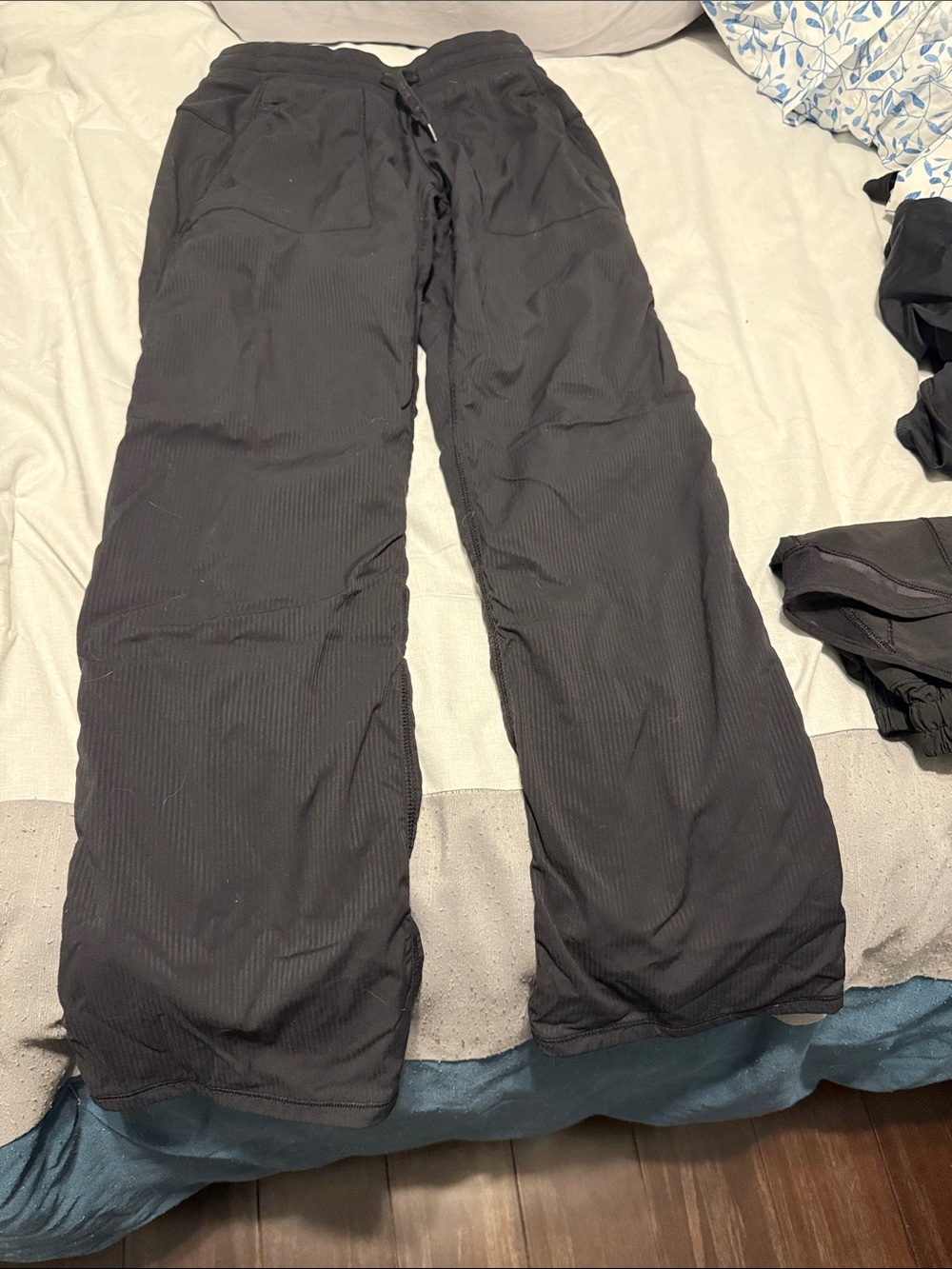 lululemon athletica ivivva discontinued kids line dance pants.  Black wide legge